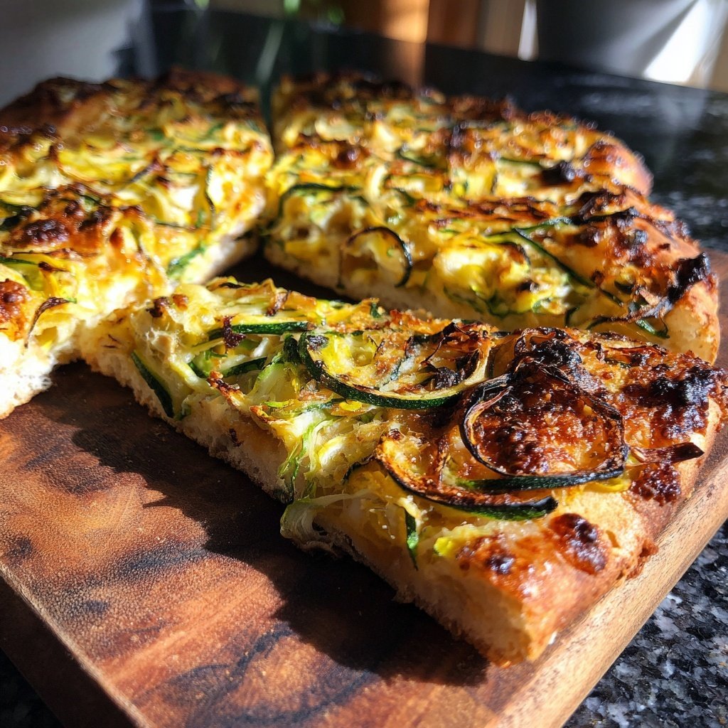 Pizza mit Zucchini und Zitronenöl