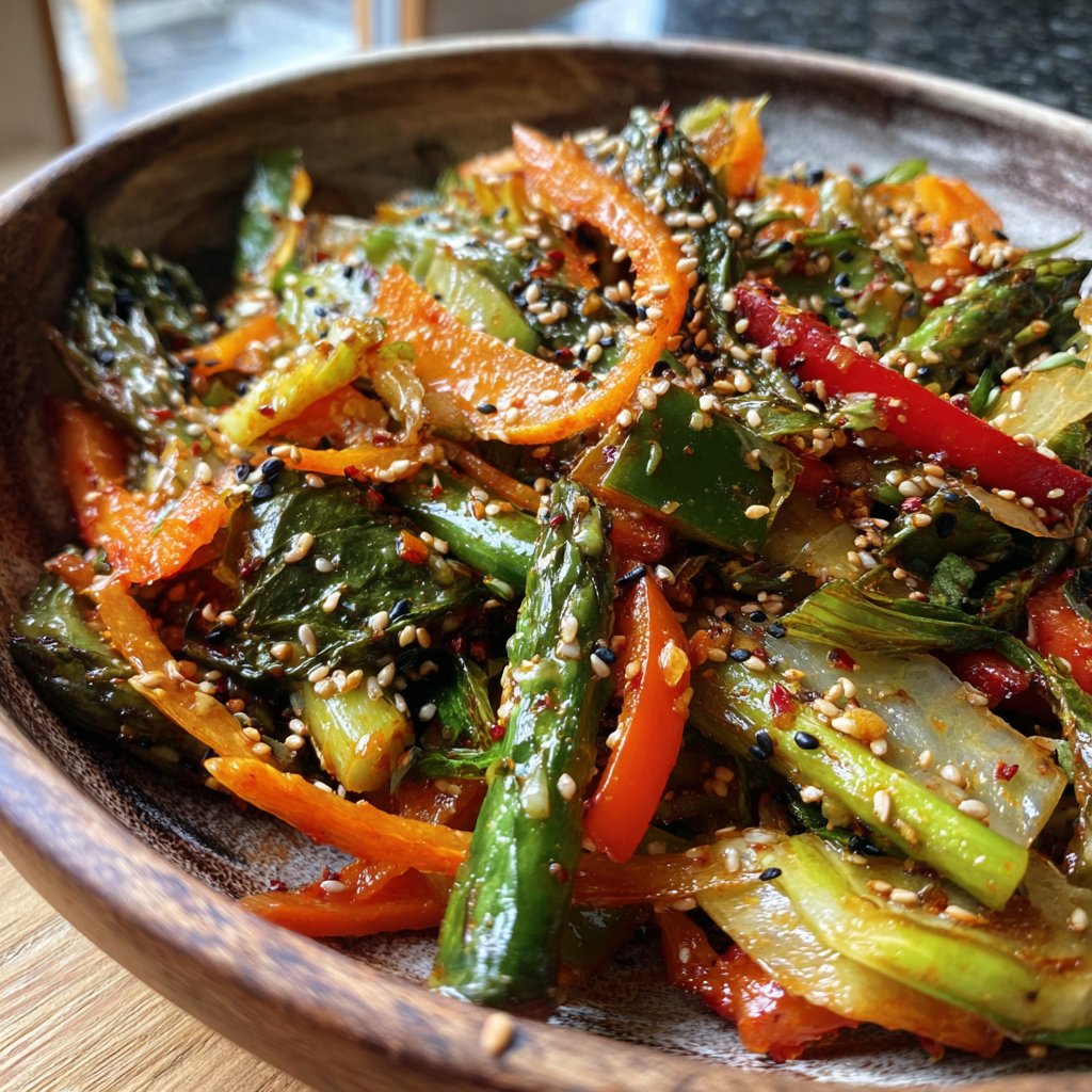 Asiatische Gemüsepfanne mit Sesam