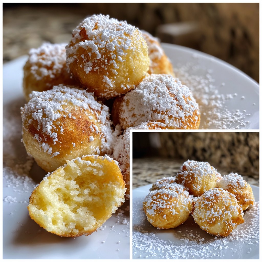 Quarkbällchen mit Puderzucker