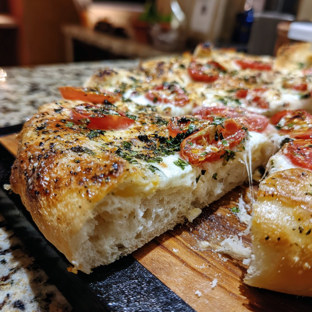 Pizza mit Tomaten und Burrata