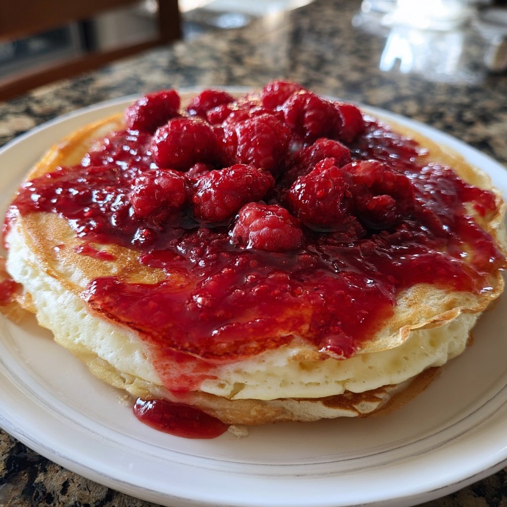 Pfannkuchen mit Himbeerkompott